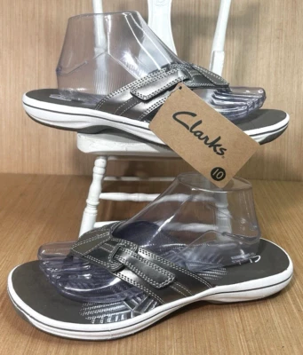 Nueva sandalia chanclas Clarks Brinkley Bree punta de peltre para mujer talla 10 Foto 1 de 4