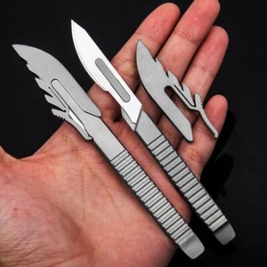 Titanium Alloy Utility Knife with Sheath Scalpel Blade Pry Bar Outdoor EDC Tool - Picture 1 of 9