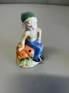 Elf Riding A Ladybug Vintage Hand Painted In Japan 2 1/2 X 3 1/2 Inches  - Picture 1 of 9