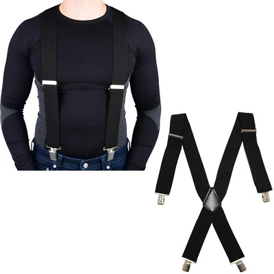 ADJUSTABLE BRACES MENS WOMENS UNISEX TROUSER ELASTIC Y-BACK SUSPENDERS CLIPON - Image 1 of 4