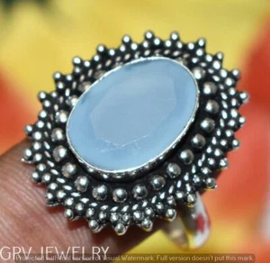 Chalcedony Gemstone Ring 925 Silver Overlay Us Size 9" U276-G113 - Picture 1 of 1