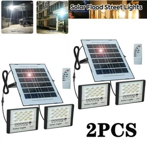 2X 300W LED Solar Flood Lights Outdoor Street Light Dusk to Dawn Flood Wall Lamp - Picture 1 of 20