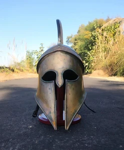 Medieval Corinthian Greek Spartan Helmet with Stand Crusader Armor Costume LARP - Picture 1 of 6