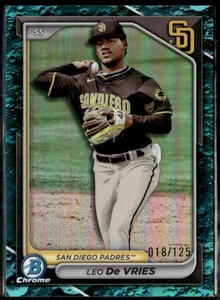 (5515) Leo De Vries #/125 2024 Bowman Draft Chrome Aqua Lunar Crater Ref RC - Picture 1 of 2