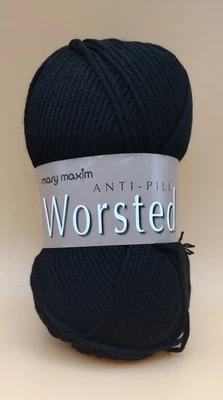 Mary Maxim Black Worsted Yarn 100% Anti Pill Acrylic 196 Yards - Image 1 of 4