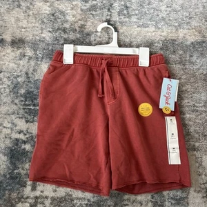 Cat and Jack Boys Size 8 M Shorts At the Knee Red Drawstring Pockets NEW - Picture 1 of 5