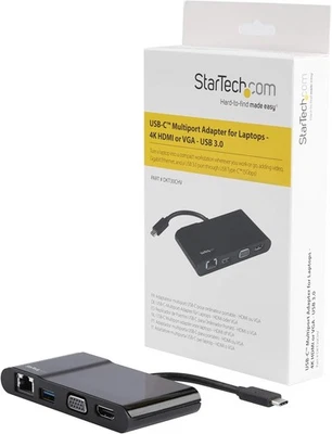 T StarTech.com USB-C  Multiport adapter for laptops-4K HDMI or VGA-USB 3.0 New - Image 1 of 4