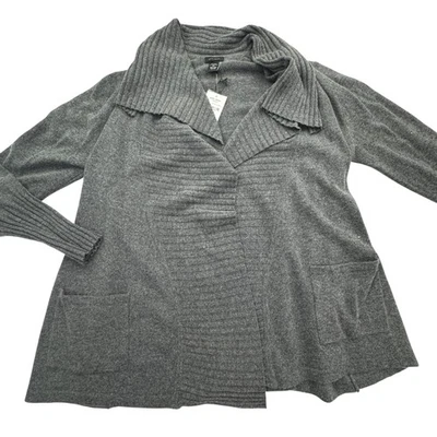 Only Mine Suéter Cárdigan Mujer 2X Gris Lana Cachemira Frente Abierto Chal Cuello Foto 1 de 4