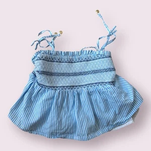 Crewcuts Top Girls Size Medium Blue Striped Smocked - Picture 1 of 4