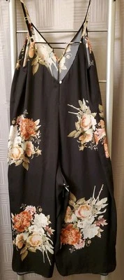 Flora by Flora Nikrooz Small Slip Sleep Romper Jumper Black Floral Romantic - Image 1 of 4