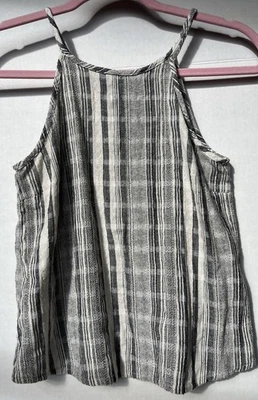 Camiseta sin mangas Monteau negra a rayas blanca apagada calce relajado 100 % algodón para mujer pequeña Foto 1 de 4