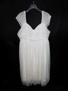 Torrid Size 22 NWT Special Occasion Ivory Dot Mesh Midi Skater Dress Sleeveless - Picture 1 of 7