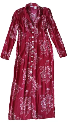 Vintage '90's Newport News Dark Red White Floral Maxi Woman's Dress, Size 6 - Image 1 of 4