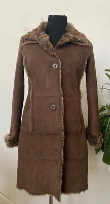  Place Premium Girl's Brown Faux Suede Fur Lined & Trim Coat Sz XL/14 EUC! - Image 1 of 4