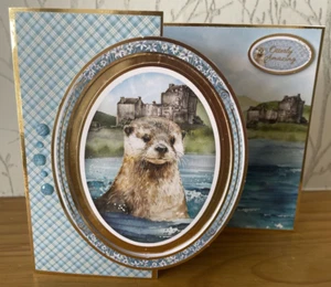 Handmade 7"x7" Highland Themed Fold Back Sea Otter Card Ocean Birthday Friend - Picture 1 of 5