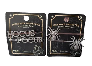 Hocus Pocus 2pcs Hair Pins & 2 Pcs Spider Halloween Hair Pins Brand New 3" - Picture 1 of 8
