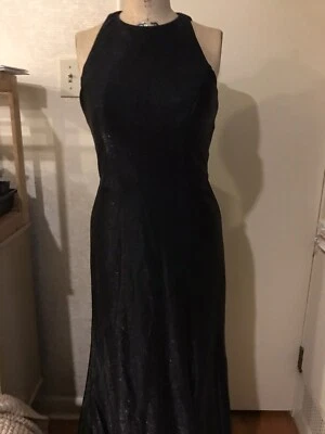 Vestido formal sexy Hayley Paige preto cintilante 10 costas abertas vestido de festa ocasião - Imagem 1 de 4