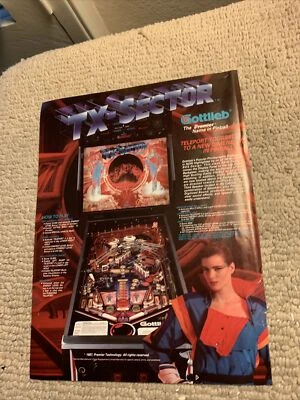 Original 11- 8 1/4” TX Sector Gottlieb Pinball Arcade Game AD FLYER - Image 1 of 4