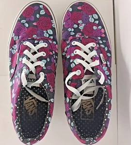 VANS OFF THE WALL Doheny Floral Roses Pink Blue Blk Violet Women Sz 10 - Picture 1 of 15