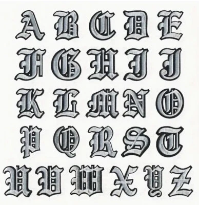 2" Old English Embroidered White or PINK - U Pick Letters/Numbers Iron-On PATCH - Image 1 of 4