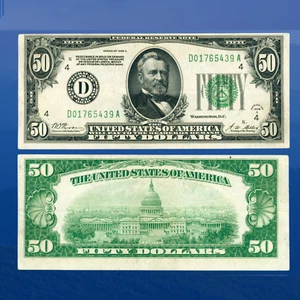 Fr.2101-A 1928A $50 Fifty Dollars FRN Chicago, Gold Clause DGS, VF+ #65439 - Picture 1 of 1