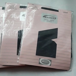 Kunert ultra sheer plain knit lace brief Navy nylon tights. Size Small - Picture 1 of 3