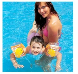 Dolphin Arm Bands Blue Orange SWIM Ring Kids Learn to Swim Float Wings 32042 NEW - Picture 1 of 6