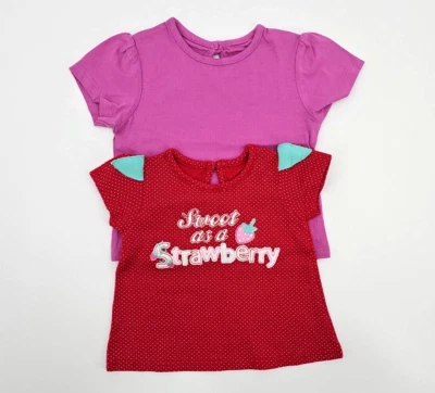 2x Kurzarmshirt T-Shirt für Mädchen aus Baumwolle in Gr. 62/68 (3-6 Monate) - Bild 1 von 4