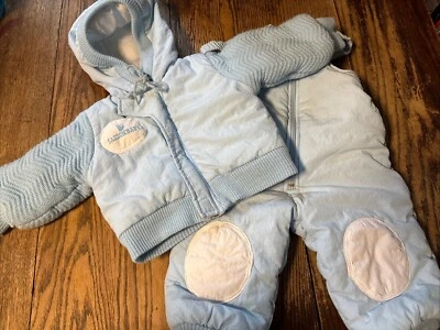 Traje Abrigo Pantalones Vintage Años 80 Sassoon Bebé Azul Blanco Nieve 18 Meses Foto 1 de 4