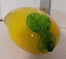 Murano Style Hand Blown Glass Lifelike Art Fruit - Yellow Lemon Mango Type Fruit