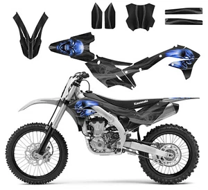 Kawasaki KX 450f KXF 450 2016 2018 kit de gráficos #6666 Blue Skull - Imagen 1 de 6