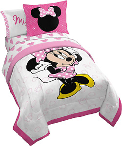 Disney Minnie Mouse XOXO Twin Bed Comforter & Sheet Set 5-Pieces Bedding Set New