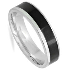 stainless steel manly silver band ring mens black ip wedding SZ 10 11 12 New