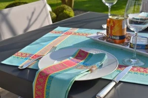 Servilleta Jacquard Algodón 50x50 CM Turquesa Con Paisleymotiv De Francia - Imagen 1 de 7