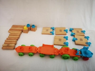 Childrens Mega Bloks Wooden train Playset  - Image 1 of 3