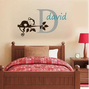 Wall Stickers custom name monkey branch vinyl decal decor Nursery kids removable - Picture 1 of 4