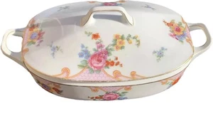 Epiage Bridal Rose Covered Casserole Dish Lid Floral Porcelain White Dinner - Picture 1 of 3