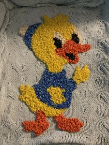 Vintage Melted Popcorn Plastic Decor Blue Easter Duck yellow Blue coat hat - Picture 1 of 4