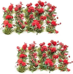 20PC Miniature Flower Tufts Dioramas Bushes Red Mix Scale Model 1:87 Dollhouse - Picture 1 of 11