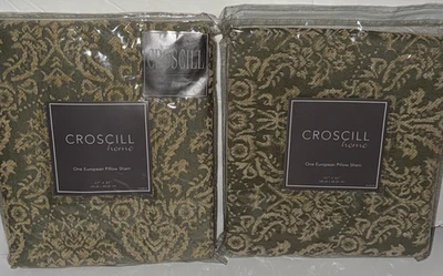 2 fundas de almohada Croscill Home CAITLYN TAMAÑO EUROPEO MULTI NIP CREMA DE SALVIA PÚRPURA Foto 1 de 3