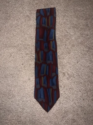 Vintage Tequila Cocktail Collection Silk Tie Red Blue Abstract 3.75” x 57” - Image 1 of 4