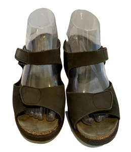 Mephisto Womens Size 40 Black Casual Slide Wedge Adjustable Comfort Sandal - Picture 1 of 9