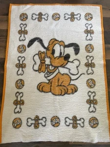 Baby Pluto THROW BLANKET Vintage 41" x 58" Brown White Orange BIEDERLACK Disney - Picture 1 of 2