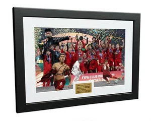 Signed "2019 CLUB WORLD CHAMPS" Liverpool FC Firmino Photo Picture Frame Gift - Picture 1 of 2
