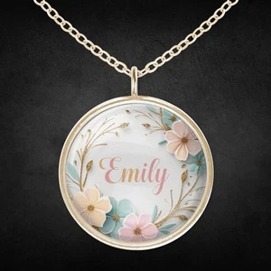 Halskette Kette Personalisiert Mit Namen Damen Mädchen Gold Blumen Geschenk - Imagen 1 de 4