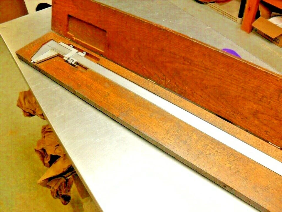Vintage Scherr & Tunico 24" vernier caliper w wooden case Made in USA - Image 1 of 4