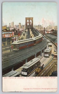 Brooklyn Terminal Curve Brooklyn Bridge NY UNP UDB Postcard - Picture 1 of 2