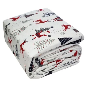 Twin Cotton Flannel Winter Sheet Set 3 pcs Holiday Printed Farmhouse Style - Picture 1 of 8