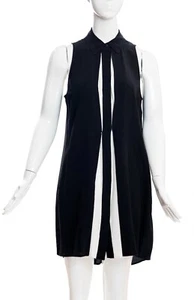 Alexander Wang ärmelloses Etuikleid schwarz weiß Kontrasteinsatz Seide Krepp 4 GC - Bild 1 von 12