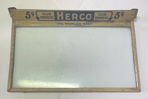 Vintage Store Counter Display Cigar Glass & Metal Box Top Advertisement Herco - Picture 1 of 3